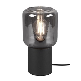 Reality Leuchten Nico R50591032 Table Lamp Metal Black Matt Glass Smoky Coloured Excl. 1x E27