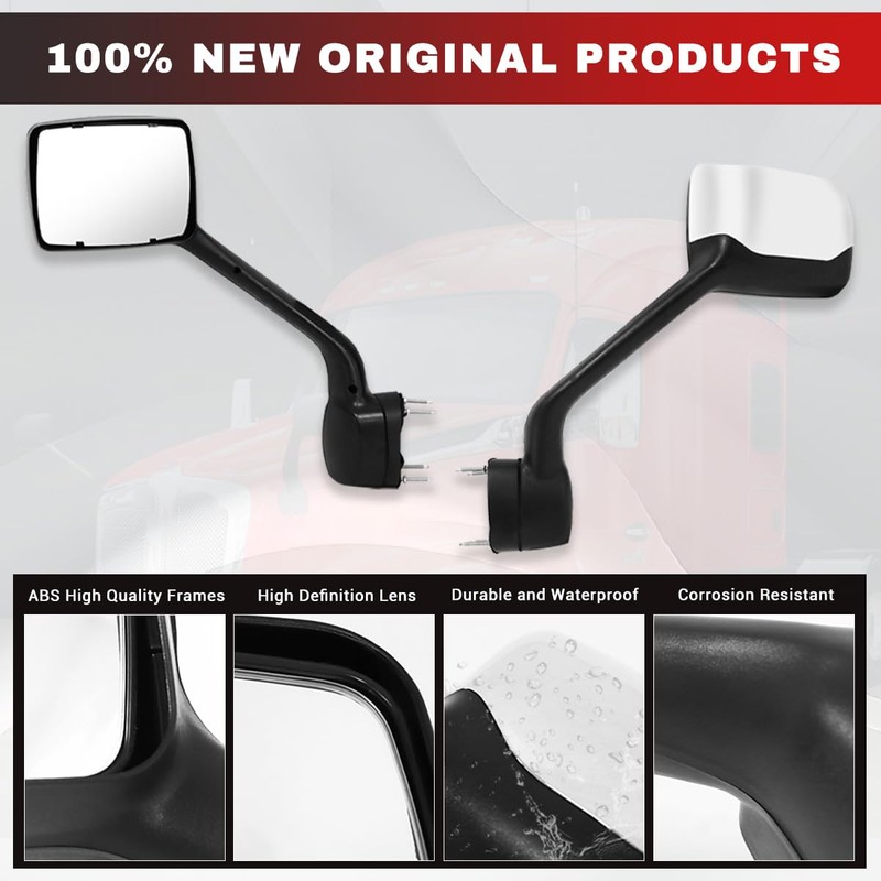 Chrome Hood Mirror for Kenworth T680 2022 2023 2024 Replacement