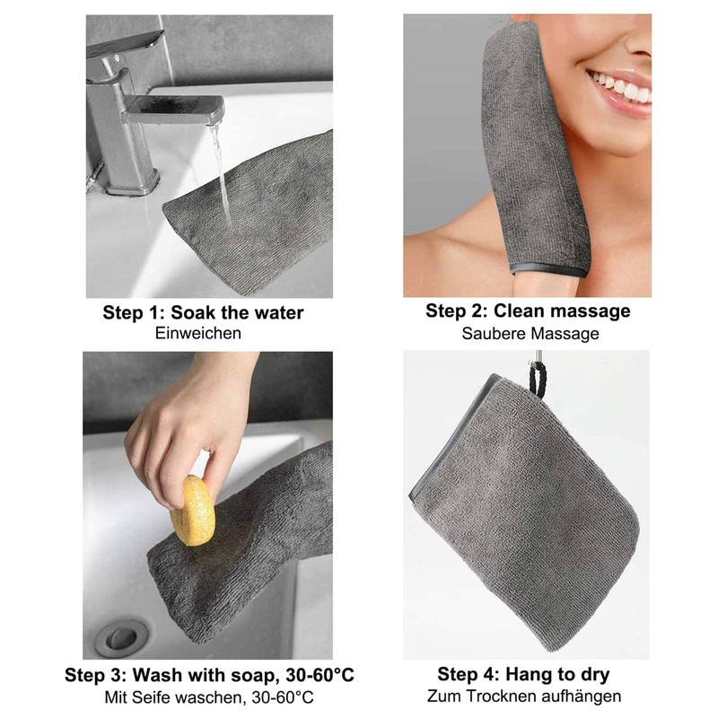 PHOGARY Pack of 10 Microfibre Body Wash Mitts, Soft Face