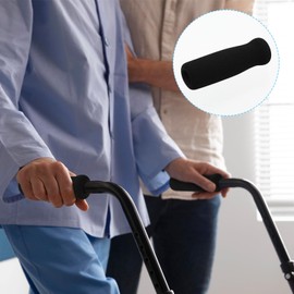Cane Handle Grip Replacement, 4 Pieces Black Cane Grip Replacement Foam Walking Cane Handle Offset Cane Grips Walking Cane Hand Grips for Seniors Cane Bicycle Handlebars Accessories, 0.98 Inch