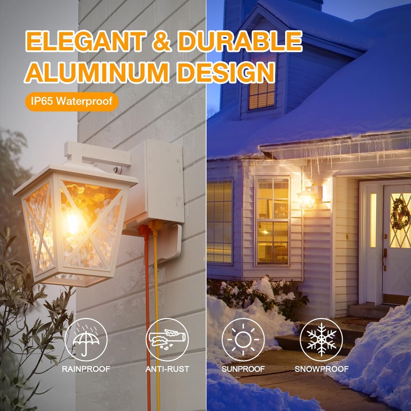 Ehaho Porch Lights with Outlet, Dusk to Dawn Outdoor Light