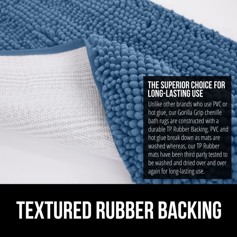 GORILLA GRIP Bath Rug Mat 30x20, Thick Soft Absorbent Chenille,
