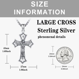 Odinstone Saint Michael The Archangel Cross Necklace Pendant St Michael Medal Sterling Silver Catholic Religious Jewelry Gifts for Men Women