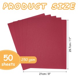 MECCANIXITY 50 Pcs Shimmer Cardstock Paper, 8 x 11 Inch Red Shimmer Paper Sheets, Metallic Cardstock Paper for Art Supplies, Paper Crafting, DIY Crafts