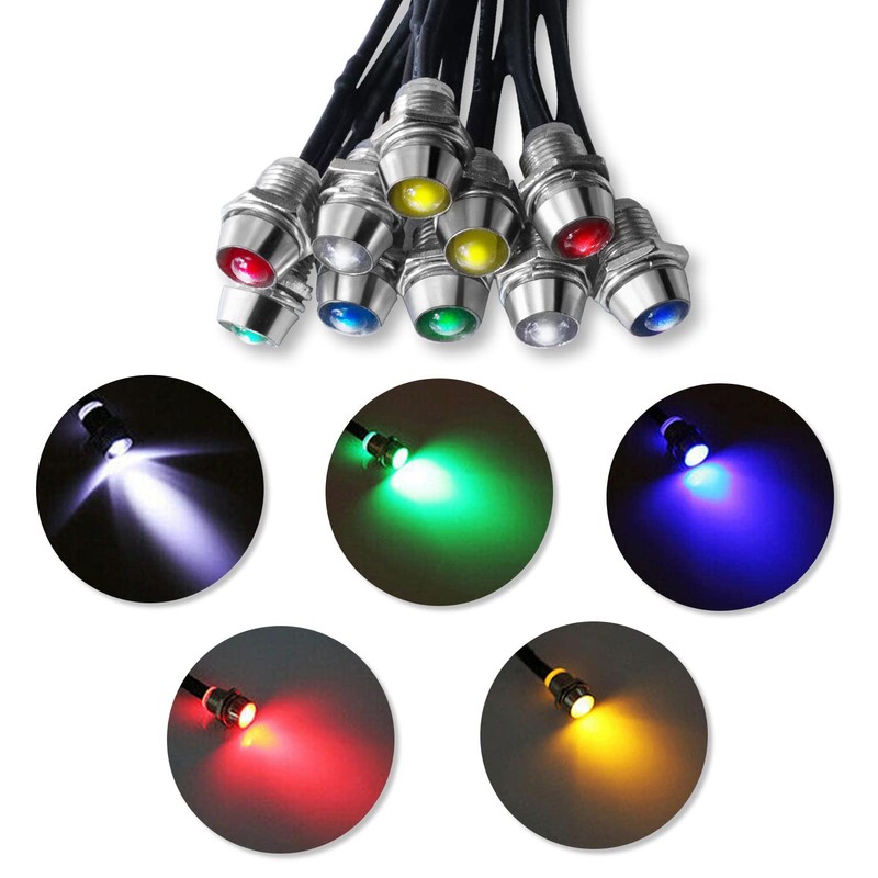 Senpinkboo 10PCS Car Boat LED Indicator Light 12V 8mm Pilot