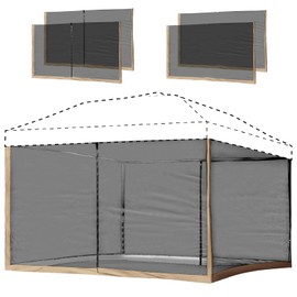 Mesh Sidewalls for 10' x 10' Pop-Up Tent Canopy, Double Door Side Screen Easy Installation 10x10 Mosquito Netting for Patio Camping Gazebo (4 Sidewalls Only, NOT Including Frame and Top)