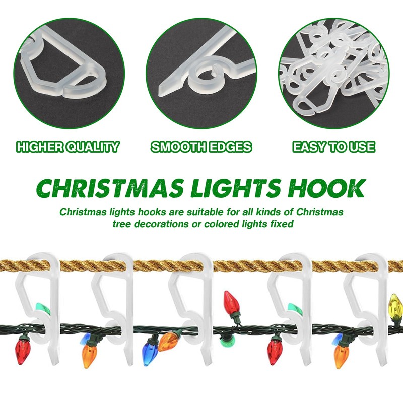 Pilikoll 200 Pcs Gutter Hooks for Outdoor Christmas Lights Plastic