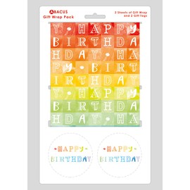 Abacus Cards Wrapping Paper 11364A"Birthday Rainbow Colour Blocks" Gift Wrap Pack with 2 Sheets & 2 Tags, Plastic Free & Fully Recyclable, Multicoloured