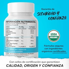 Organicside | Vitamina D3 con Cúrcuma, Jengibre y Pimienta Negra | 60 Cápsulas Orgánicas Vegetales | Certificación USDA y SAGARPA, NON GMO, Plant-Base