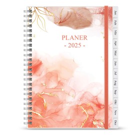 Diary 2025 - January 2025 to December 2025, Calendar 2025 to 30 Minute Intervals, A5 Weekly Planner with Monthly Tabs, Easy Organisation of Daily Life, 14.8 x 21 cm, Rose