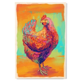 Lantern Press 12x18 Inch Premium Wood Sign, Ready to Hang Wall Decor, Chicken, Hen, Vivid