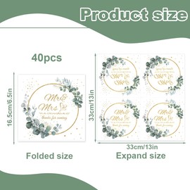 WUSJCOF Pack of 40 Wedding Napkins, Sage Green, Napkins Heart, Napkins Eucalyptus Green, Napkins Schön DASS Du Da Bist, Wedding Napkins Beutiful Wedding Table Decoration Wedding