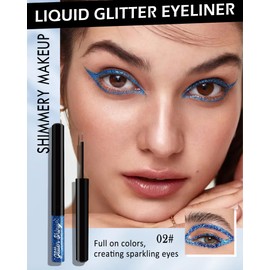 3Pcs Glitter Eyeliner Liquid Liner,Metallic Shimmer Eyeliner Gel Eyeshadow waterproof Dark Blue Purple Blue Grass Green Long wearing Ultrafine Tip Colorful Eye Liner Sparkling Eye Glitter Makeup-Set B