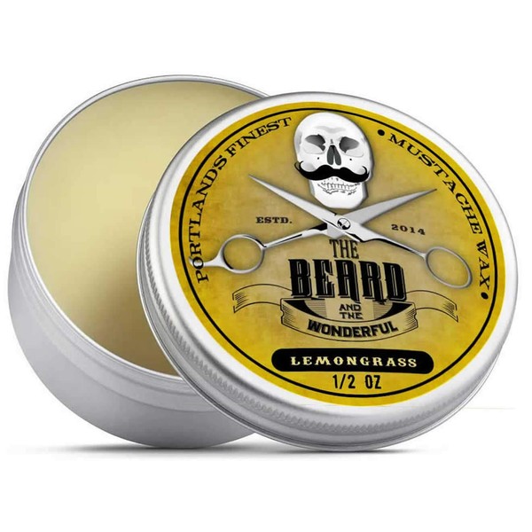 Moustache Wax and Beard Wax - Promotes Facial Hair & Beard Growth with Moisture Resistant Feature | Mustache Wax & Beard Wax for Men's Hair Care | Made with Natural Ingredients | Lemongrass - 15 ml