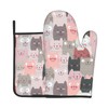 Oplp Funny Pink Cute Cats Oven Mitts and Pot Holders