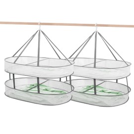 2 Tier Clothes Drying Rack Foldable, 31.5" Mesh Clothes Hanging Dryer, Space Saving Sweater Drying Rack, Laundry Rack,with Internal Fixation, for Clothes, Towels, Underwear, Indoor, Outdoor (2 Pcs)