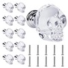 Milkary 10 Pcs Crystal Glass Door Knobs, Skull Clear Glass