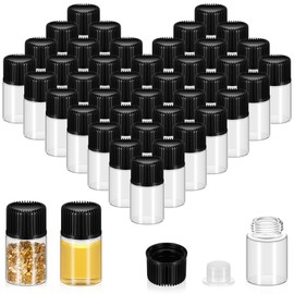 Lallisa 100 Pcs Clear Glass Vial Glass Sample Vial Clear Bottles with Screw Caps and Plastic Stopper Leakproof for Oil Sample Aromatherapy Fragrance Vials Lightweight Perfume Travel (2 ml)