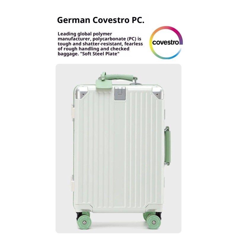 2025 Latest Aluminum Frame Luggage Full PC Suitcase Wide-trolley Carry