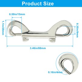 Waziaqoc 2 PCS Double Ended Bolt Snap Hook, 3.5 Inch Zinc Alloy Hook Metal Clips, Heavy Duty Trigger Chain Clips for Key Chain Dog Leash Horse Pet Sling Feed Buckets