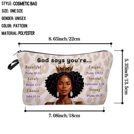 Livel lhood African American Makeup Bag Cute Small Organizer Zipper Pouch God Says You're Cosmetic Bag Inspirational Birthday Present for Black Women Friends, hzt0744, Small