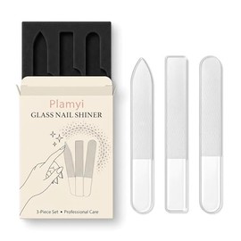 3-Piece Glass Nail File and Shiner Set | Nano Glass Buffers for Natural Nails with Pointed, Flat, and Round Tips, Includes EVA Storage Case