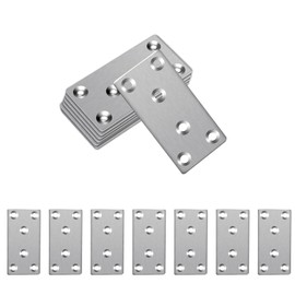 7 PCS 100x50MM Stainless Steel Silver Flat Joining Plates - Perfect for Wall Plate Hangers, Sleeper Supports, Composite Decking Screws, and Fence Post Repair