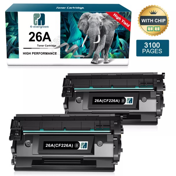 4-evergreen 2x CF226A Ink Toner Compatible With HP 26A LaserJet