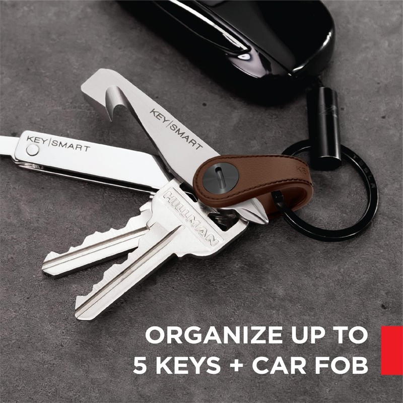 KeySmart Mini Leather Key Holder | Compact Key Chain Key