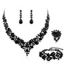 BriLove Wedding Crystal Teardrop Cluster Necklace Earrings Bracelet Adjustable Ring