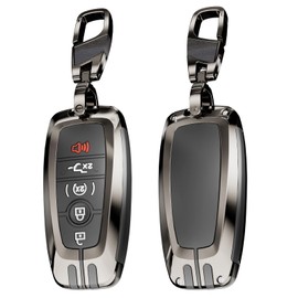 0BT59 for Ford Key Fob Cover, 5-Button, Metal Key Case with Keychain, Compatible with 2018-2025 Edge, Expedition, Explorer, Maverick, Mustang, Bronco, F-150/250/350/450/550, for Lincoln Accessories