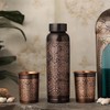 ANCIENTIMPEX Pure Copper Water Bottle with 2 Tumblers Set, Beautiful