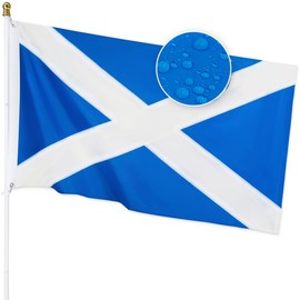 Scotland Flag 3x5 Feet for Outside - Heavy Duty Nylon, Sewn Stripes, Fade Proof, Longest Lasting - Scottish National Flag 3 X 5 FT with Brass Grommets Party Festival Indoor and Outdoor Decor