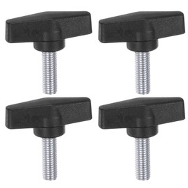 QUARKZMAN Pack of 4 Thumb Screws with T Wing Knobs, M10 x 25 mm, Plastic T-Head, Carbon Steel, 55 mm Threaded Bolts, Clamping Screw, Wing Screw, Grab Handles, Clamping Knob for Machine