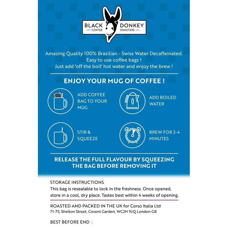 Black Donkey Coffee Roasters | 50 Coffee Bags | Swiss