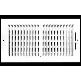 16"w X 6"h 2-Way-Flat Stamped Steel - Vent Cover - Grille Register - Sidewall or Ceiling - High Airflow - White [Outer Dimensions: 17.75"w X 7.75"h]