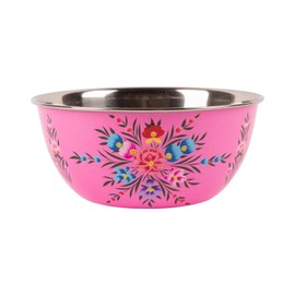 1x Raspberry Pansy 21.5cm Stainless Steel Camping Bowl - Reusable Picnic Party Pasta Food Dinner Serving Dinnerware Crockery Dishes - by BillyCan
