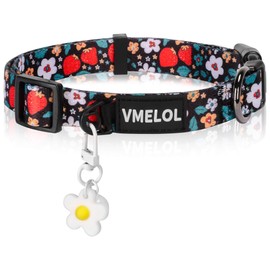 VMELOL Dog Collar for Large Dogs - Cute Distinctive Floral Patterns Removable Flower Collar Charms and Bells for Girl Boy Dogs,Puppies