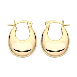 Old English Jewellers9ct Yellow Gold on Sterling Silver Chunky Oval Small Hoop Earrings Ladies Girls - Everyday Classic Hoop Earrings Jewellery for Women