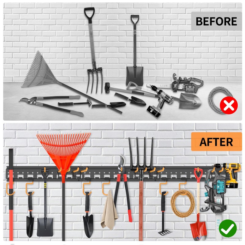 Unaikoo Garden Tool Organizer Wall Mount - Garage Storage and