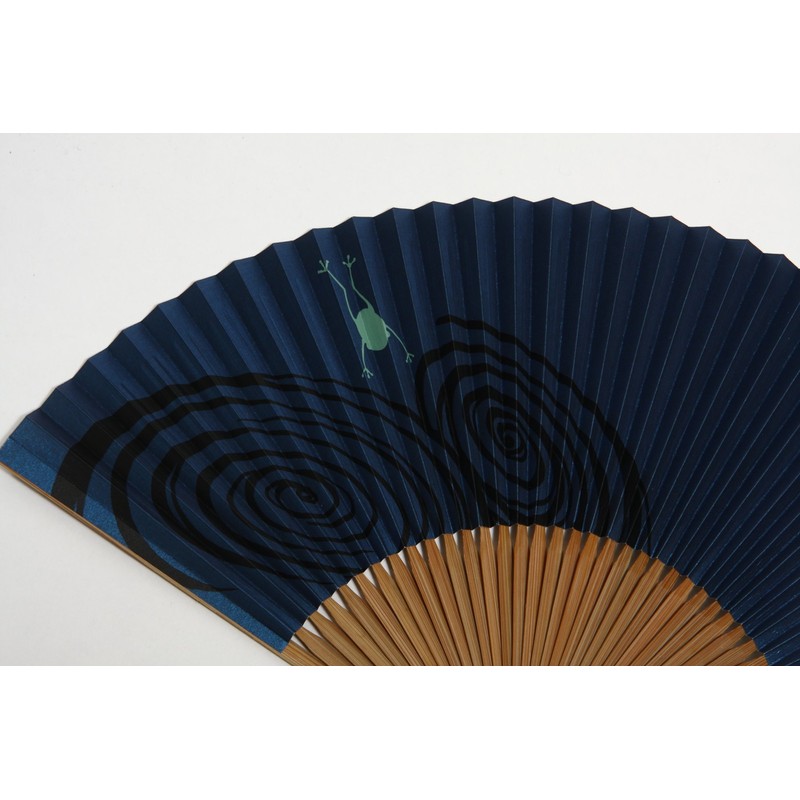 Hasegawa Kyoto Fan, For Gentlemen, Frog Fan, Blue, Comes with