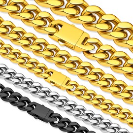 Hoyazvet Men's Curb Link Chain Necklace 5mm 30inch Gold Cuban Chains