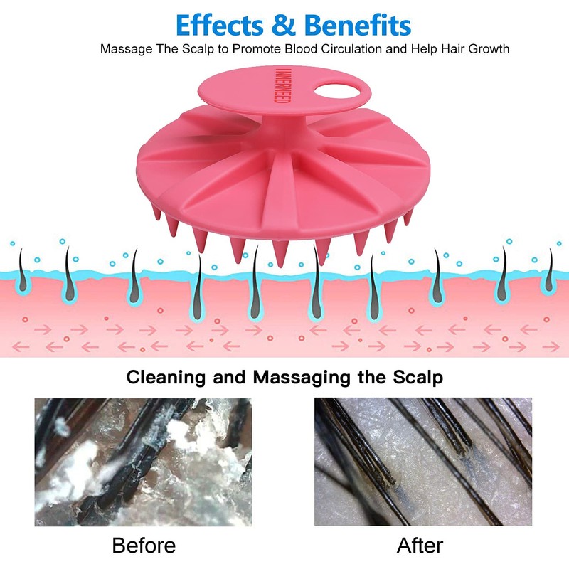 One-piece Silicone Scalp Massager Shampoo Brush Hair Wash Scrubber, Pink