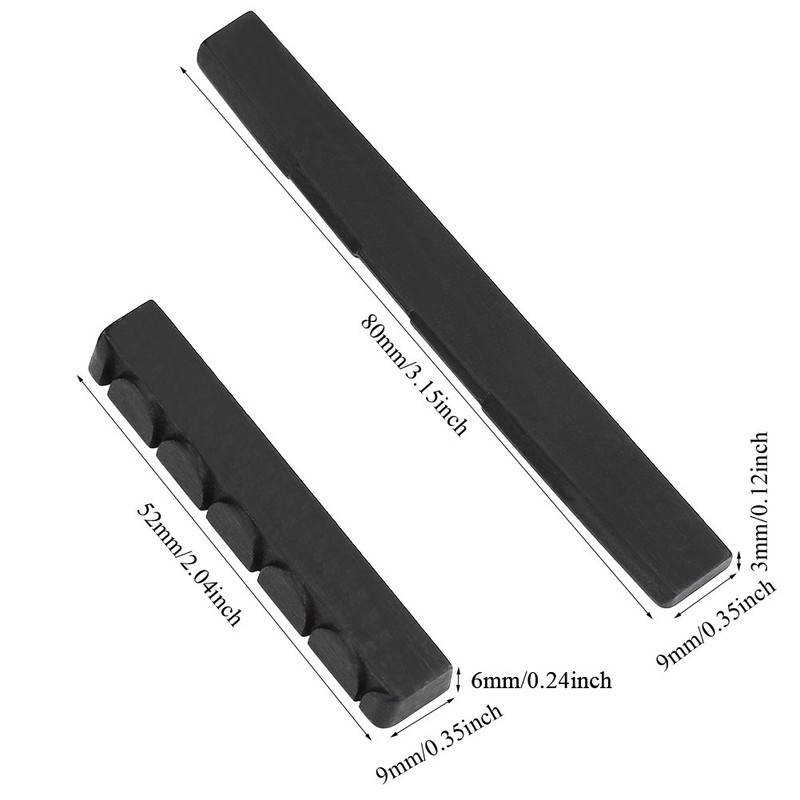 Ebony Guitar Upper, Nut Bottom Saddle Repair Replacement Accessory for