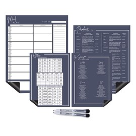 Mom Sanity's Dry Erase Meal Plan Magnet Set Meal Plan Magnet Produce Storage Magnet in Season Produce Magnet Kitchen Conversion Magnet Meat Temperatures Grocery List Meal Prep (Dark Blue)