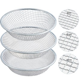 Tioncy 3 Pcs Gardening Sand Soil Compost Sifter Garden Sifter Soil Compost Sieve Soil Sifter Sand Sifter Sifting Pan for Gardening Sand Rocks Dirt(1/8'' 1/4'' 3/8'' Aperture)