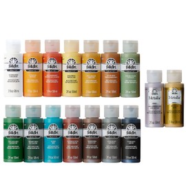 FolkArt Adventure Kit, 16 Piece 2 fl oz Premium Acrylic Set Including 14 Matte 2 Metallic Paint Colors, Scenic Adeventure