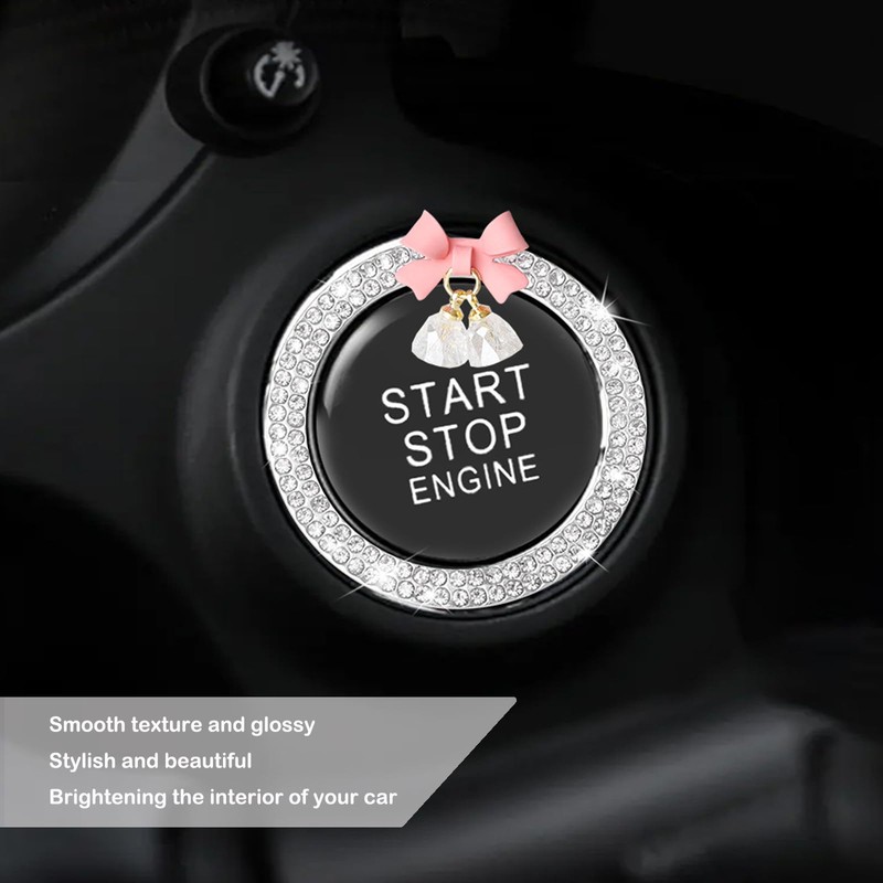 YYTQP Cute Bow Bling Car Engine Stop Decoration Ring, 1