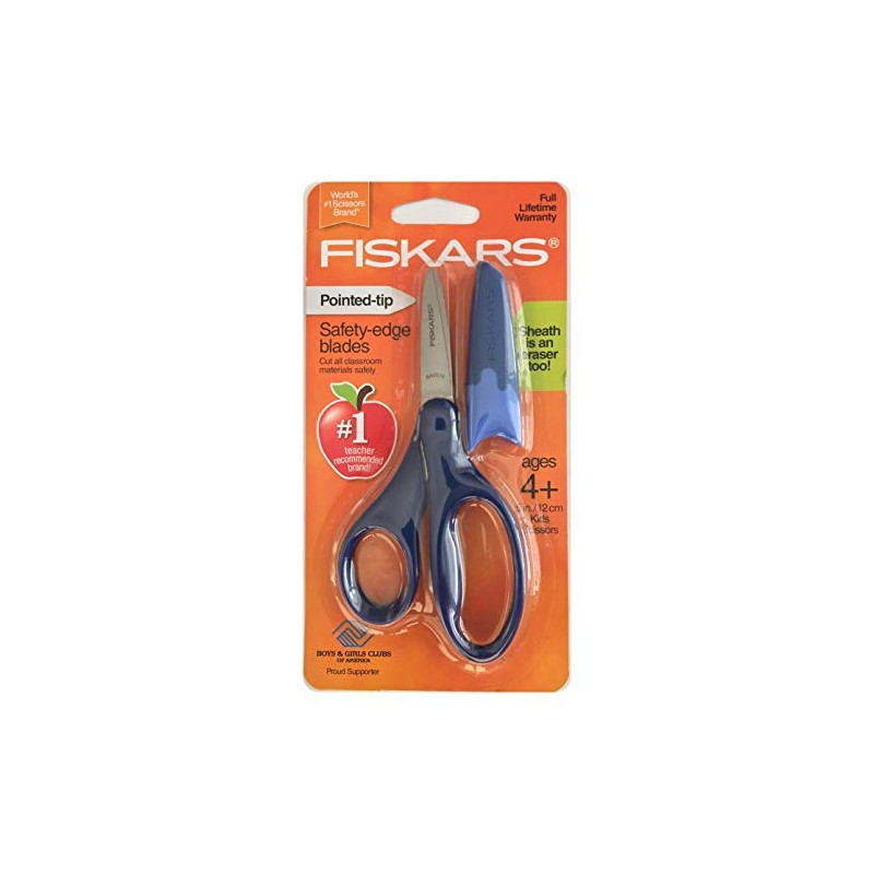 Fiskars Safety-Edge Pointed-tip Kids Scissors - 5 inches - Blue