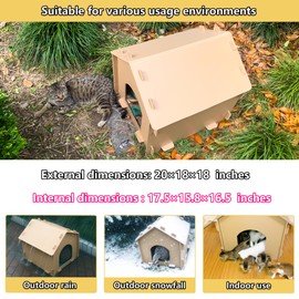 Outdoor Cat House, Double-Layer Hollow PP Pet Shelter for Stray Cats